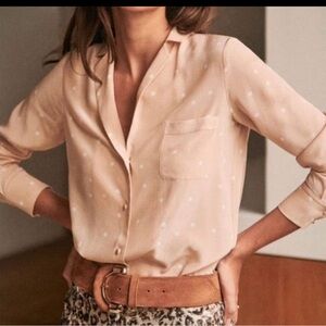 Sezane Florence Top peach with ecru dots